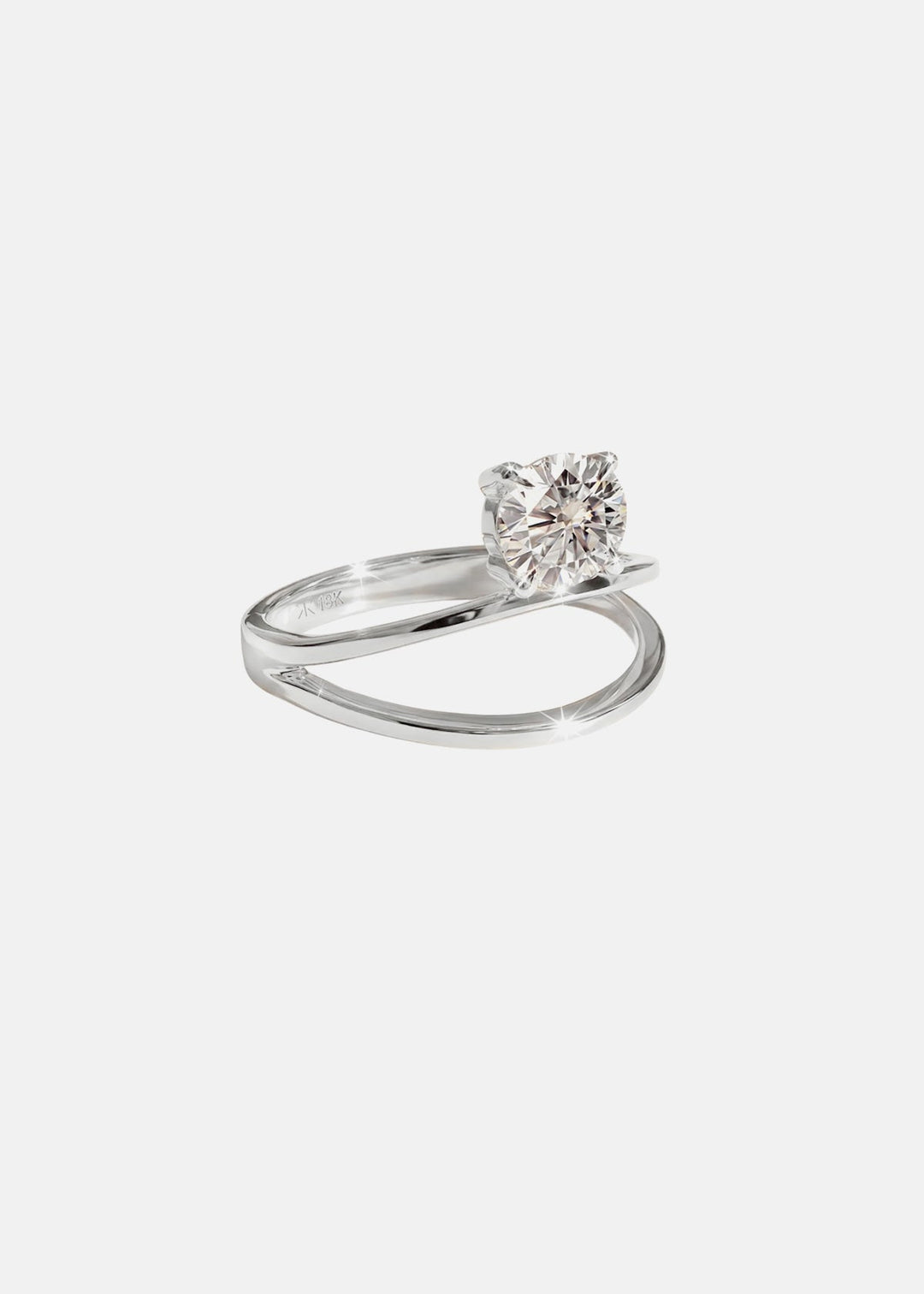 Round Lab Grown Diamond Criss-Cross Solitaire Engagement Ring – X Band Setting