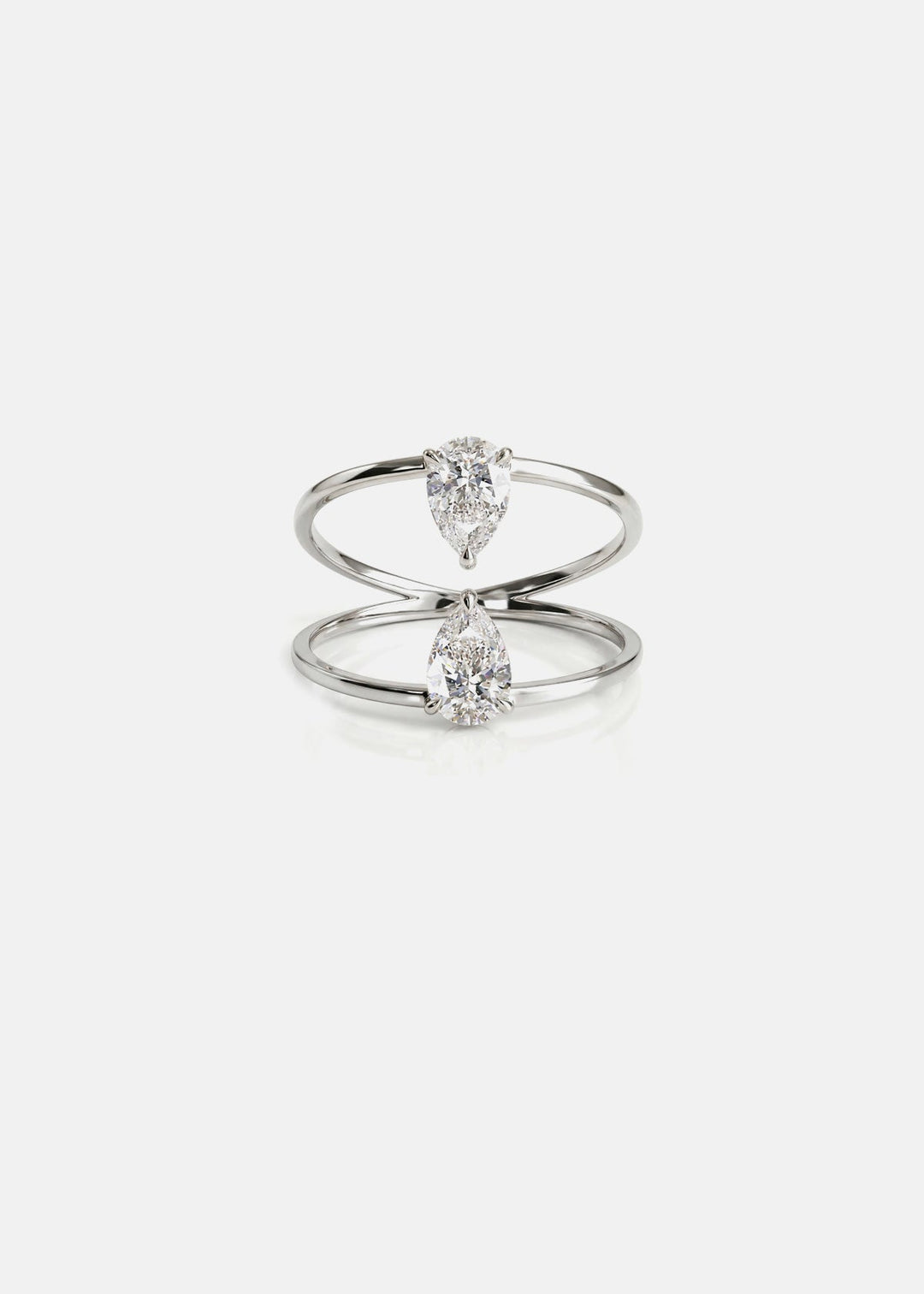 Double Pear Lab Grown Diamond Open Cage Toi et Moi Ring – Mirror-Set Duo Band