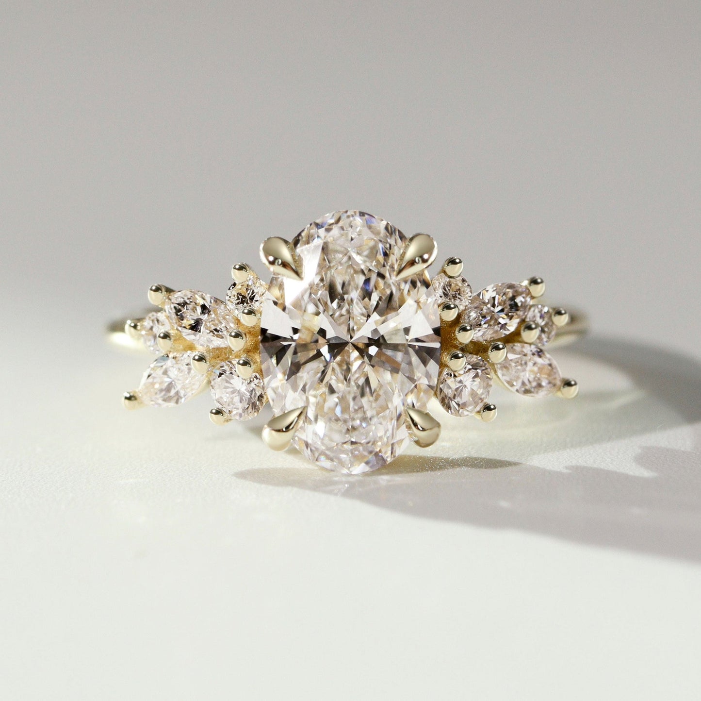 Oval Lab-Grown Diamond Floral Cluster Ring
