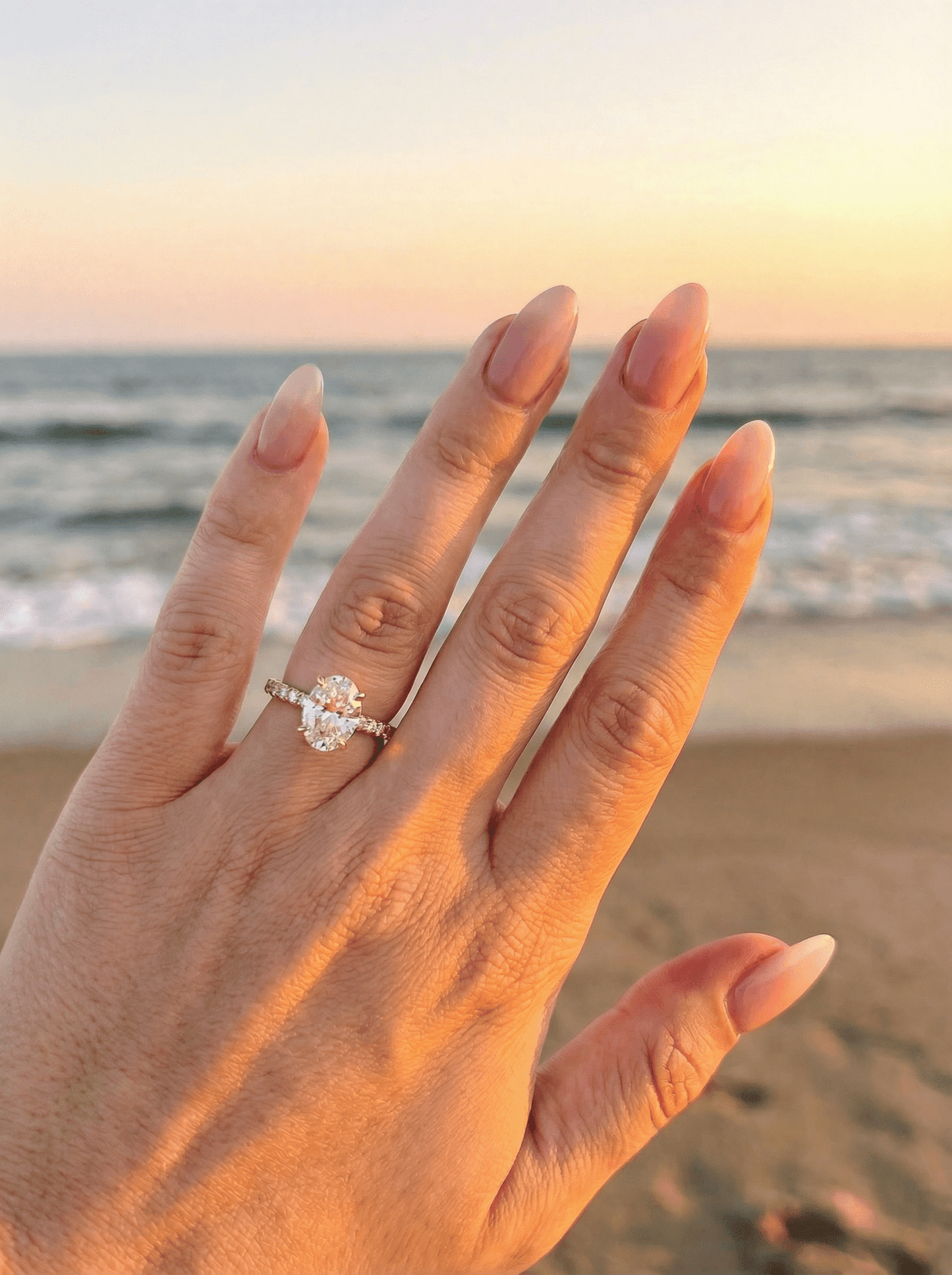 Oval Lab-Grown Diamond Solitaire Pavé Band Ring