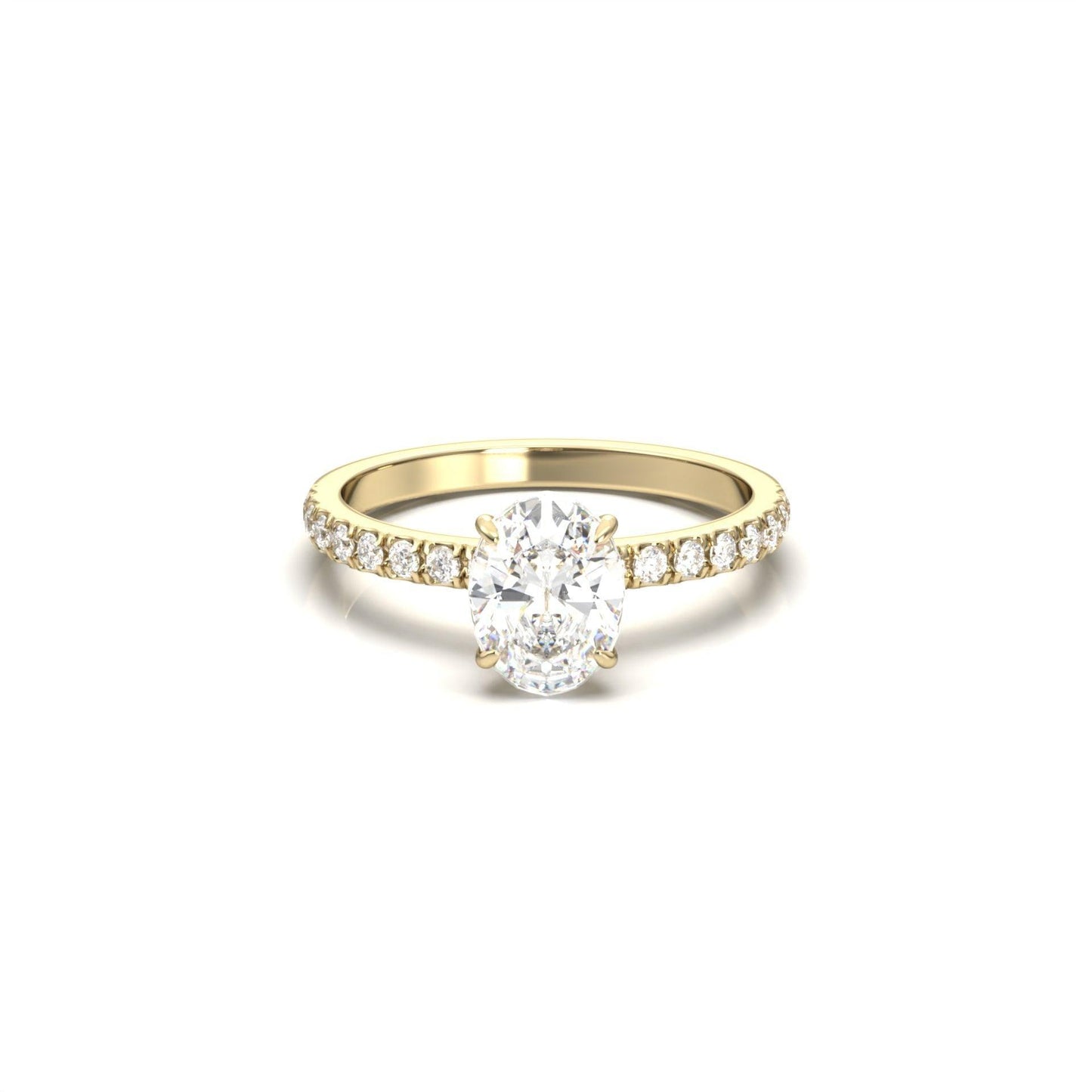 Oval Lab-Grown Diamond Solitaire Pavé Band Ring