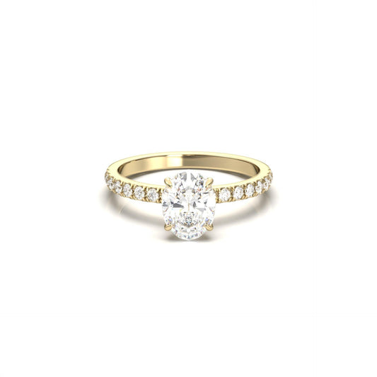 Oval Lab-Grown Diamond Solitaire Pavé Band Ring