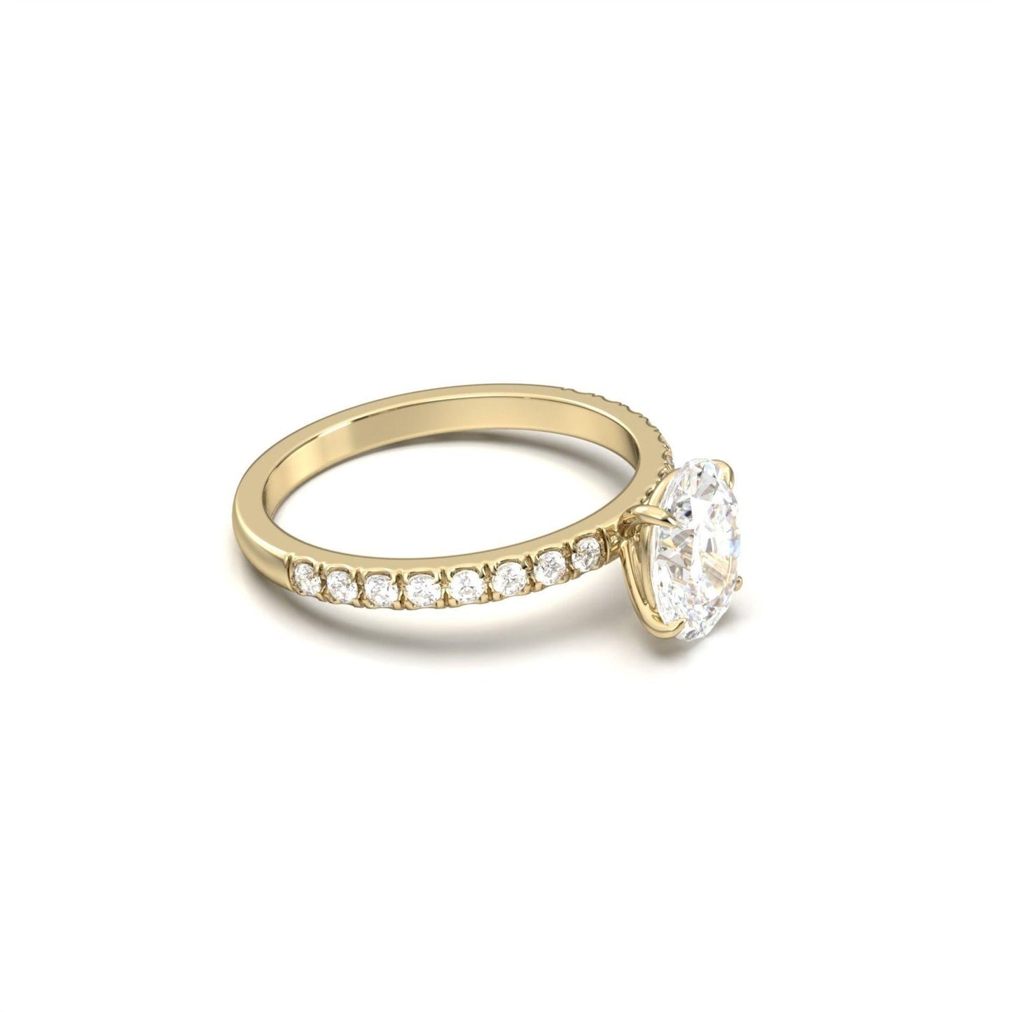 Oval Lab-Grown Diamond Solitaire Pavé Band Ring