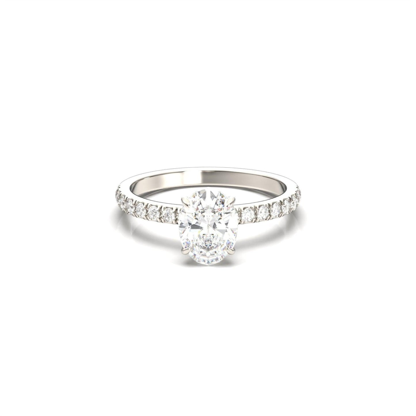 Oval Lab-Grown Diamond Solitaire Pavé Band Ring