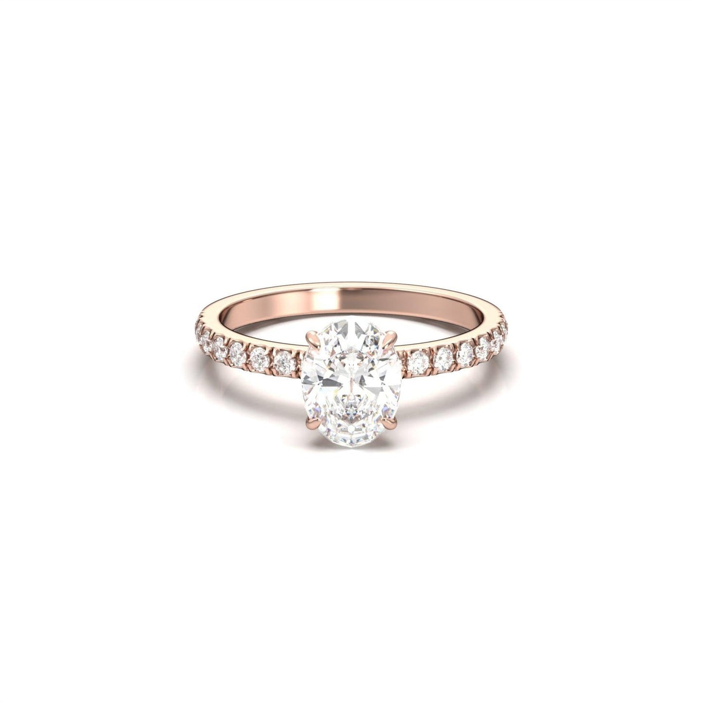 Oval Lab-Grown Diamond Solitaire Pavé Band Ring