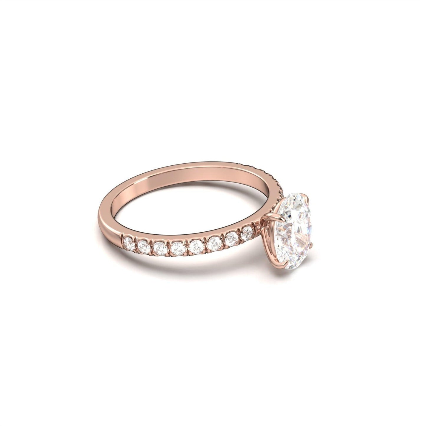 Oval Lab-Grown Diamond Solitaire Pavé Band Ring