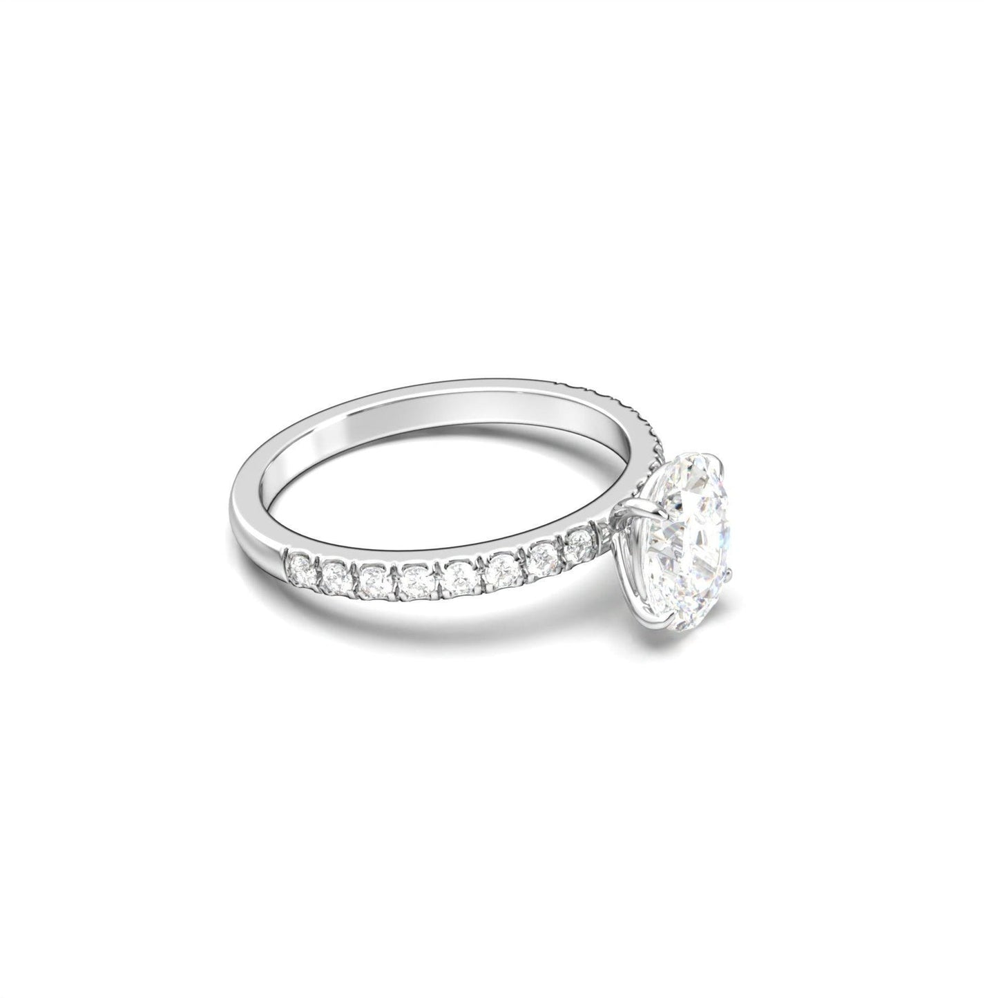 Oval Lab-Grown Diamond Solitaire Pavé Band Ring