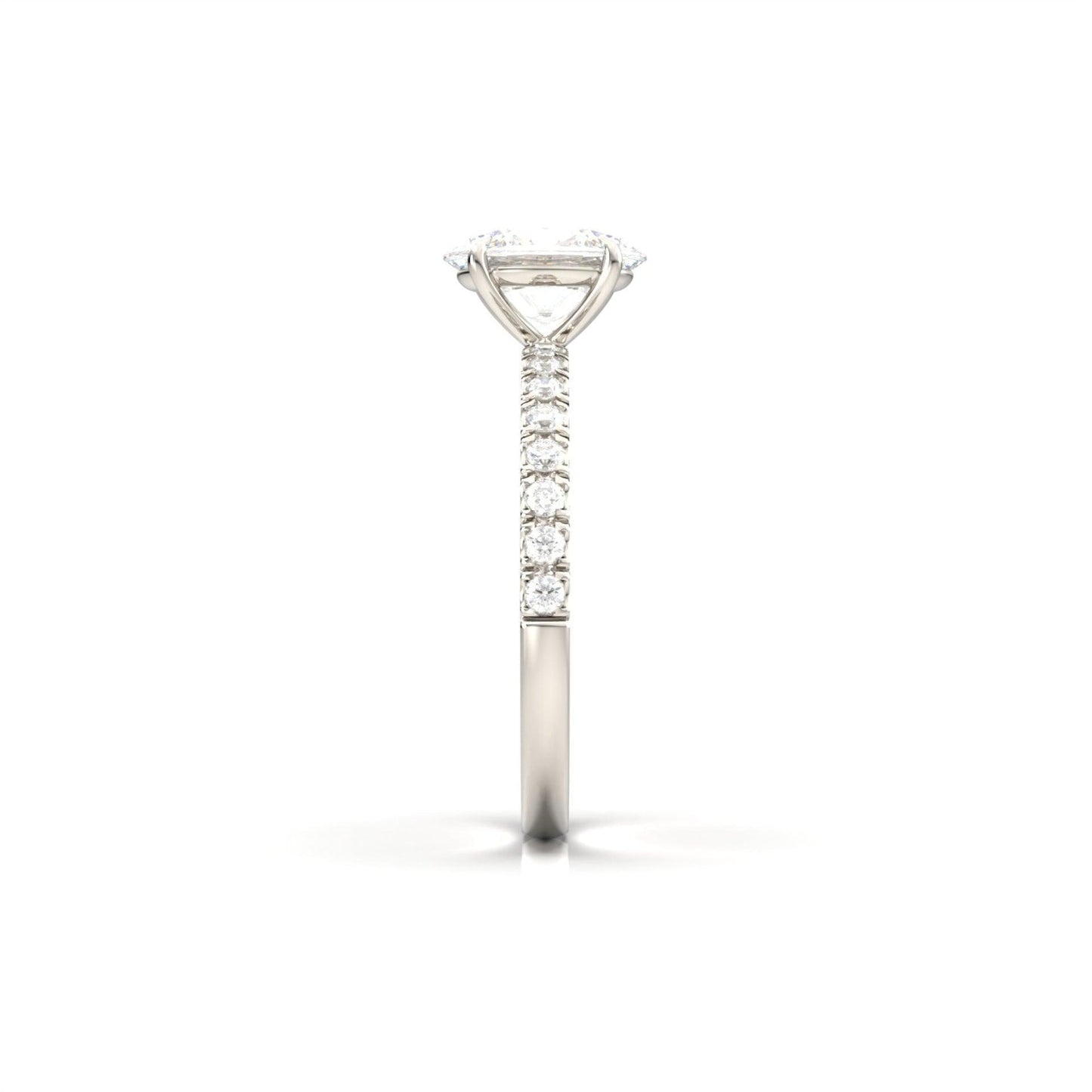 Oval Lab-Grown Diamond Solitaire Pavé Band Ring