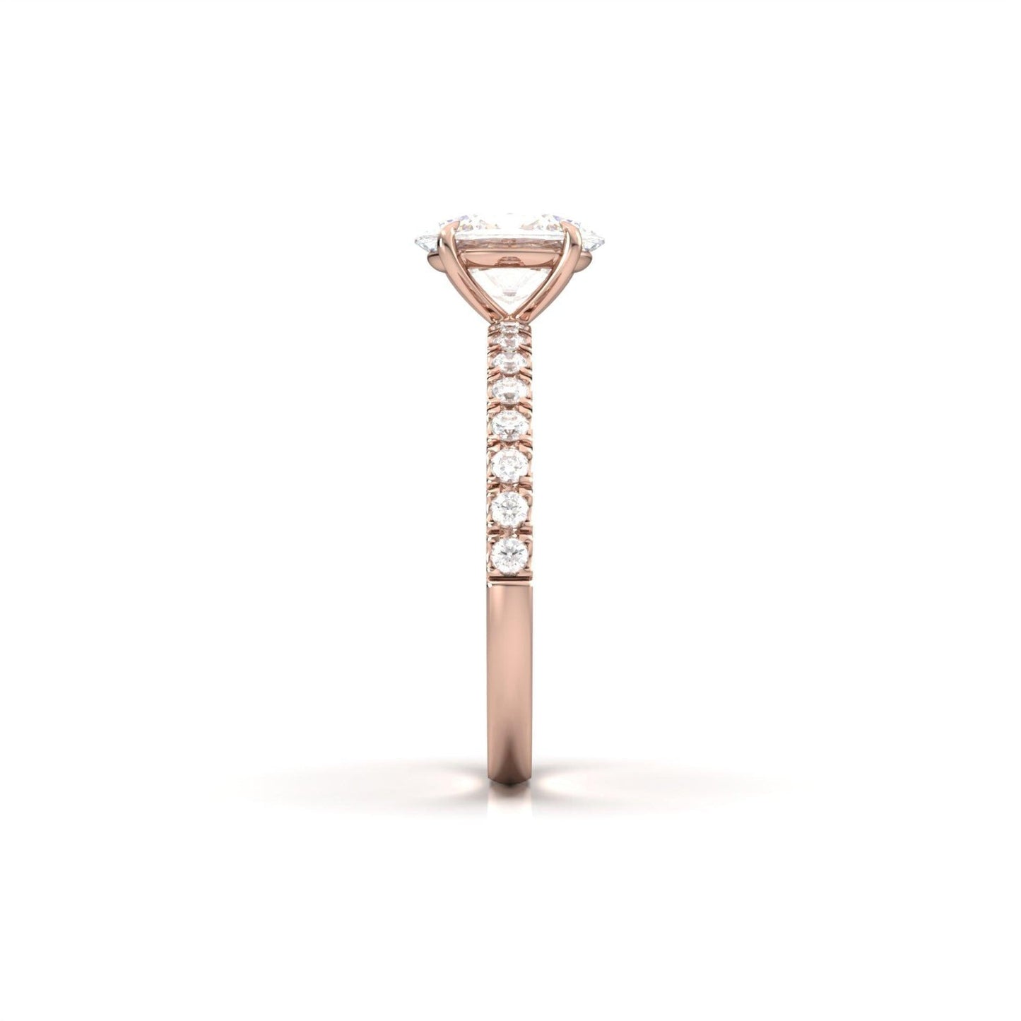 Oval Lab-Grown Diamond Solitaire Pavé Band Ring