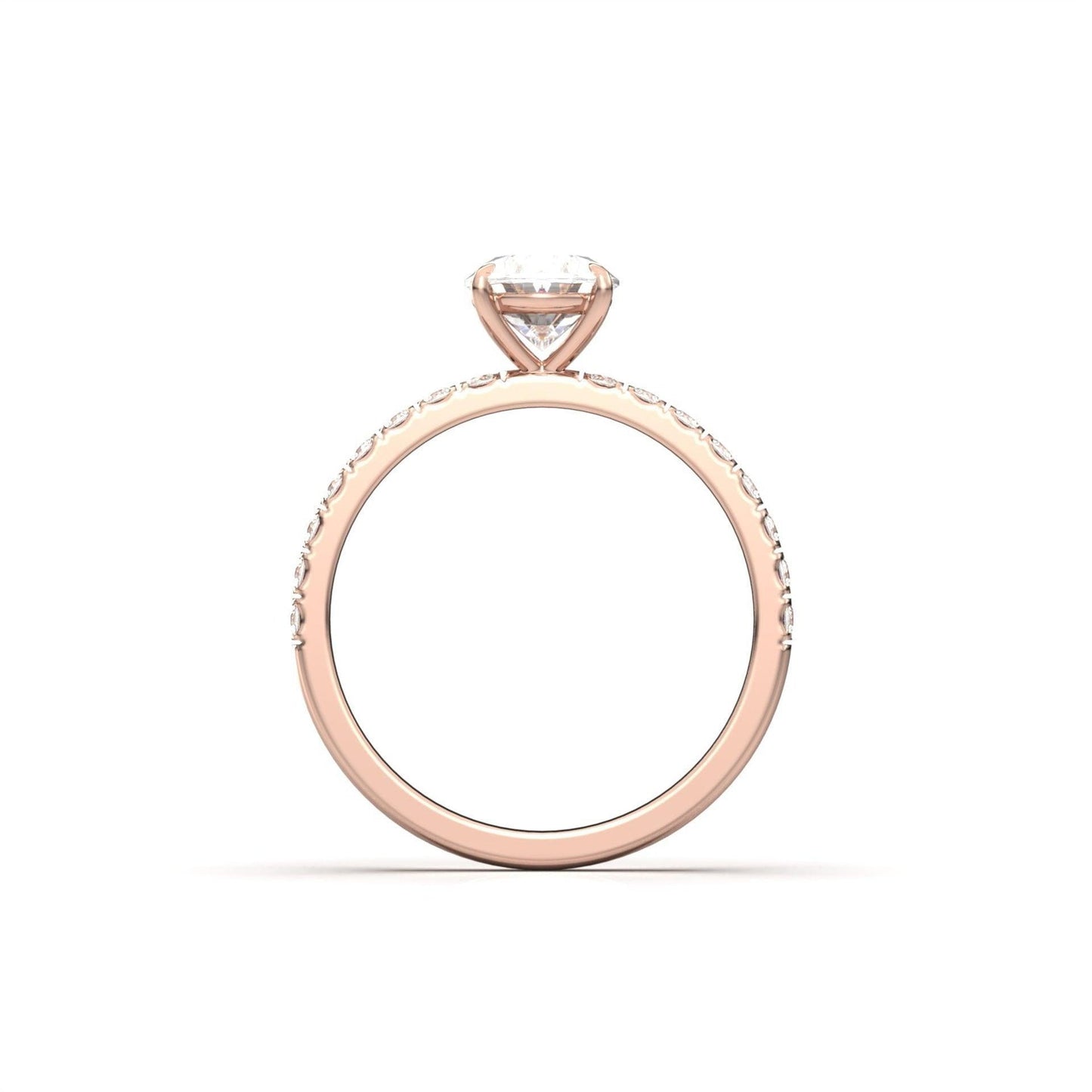 Oval Lab-Grown Diamond Solitaire Pavé Band Ring