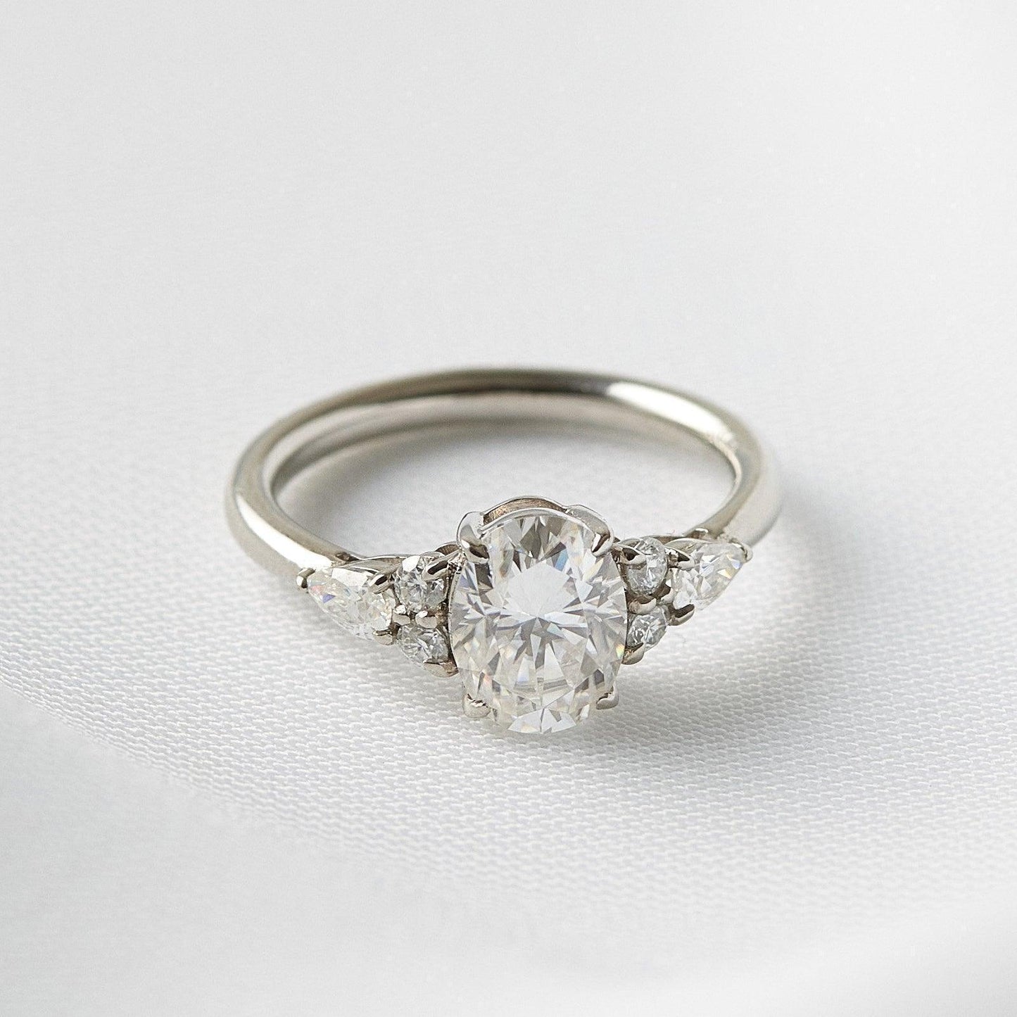 Oval Lab-Grown Diamond Pear Cluster Accent Ring