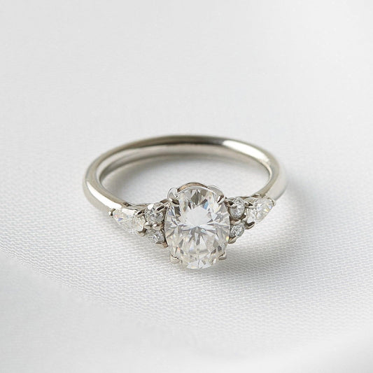 Oval Lab-Grown Diamond Pear Cluster Accent Ring