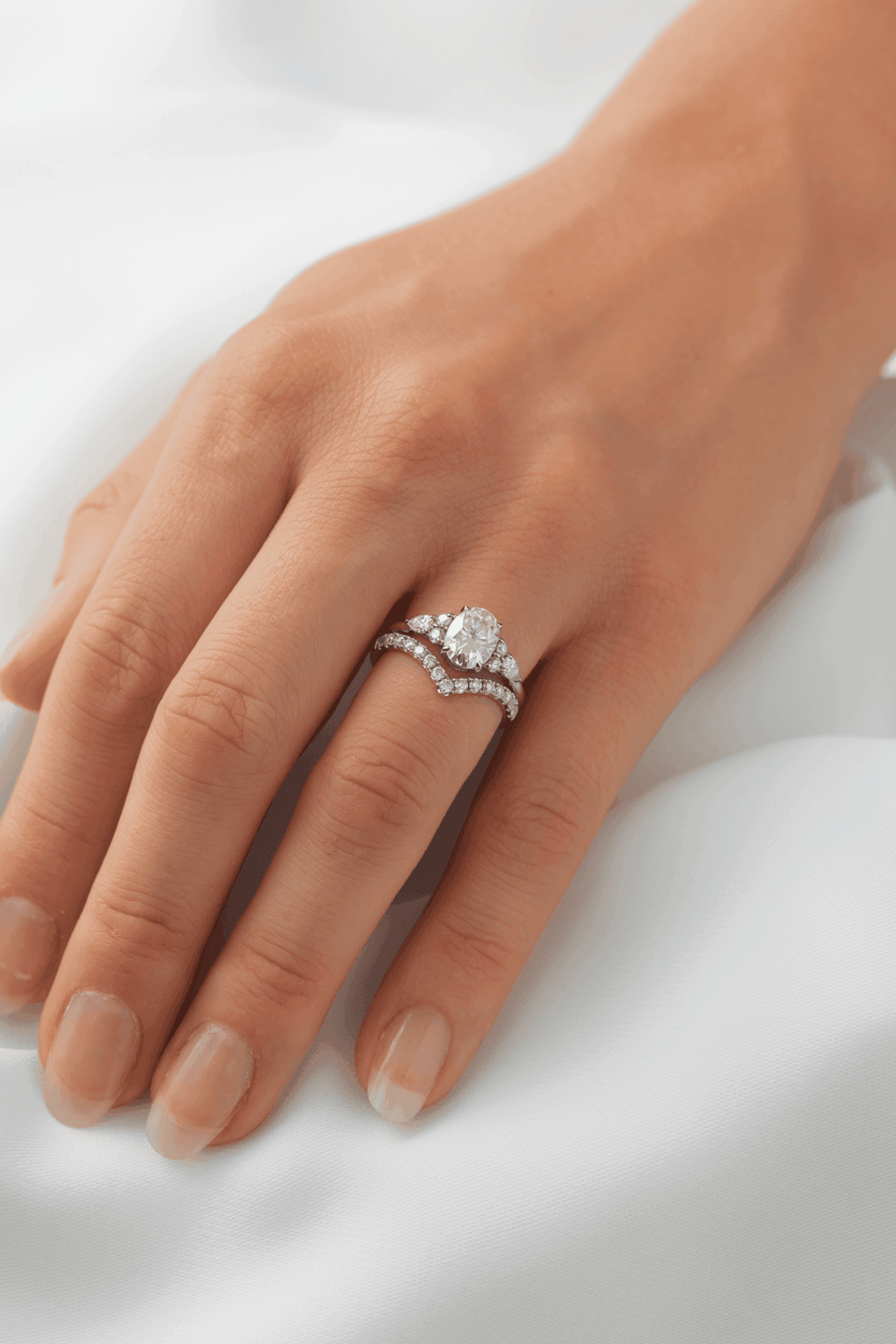 Oval Lab-Grown Diamond Pear Cluster Accent Ring
