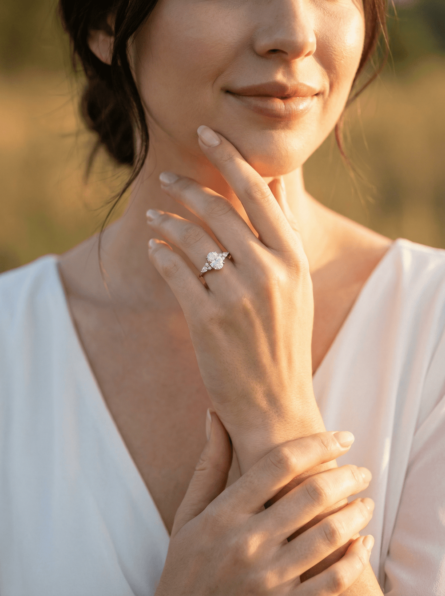 Oval Lab-Grown Diamond Pear Cluster Accent Ring