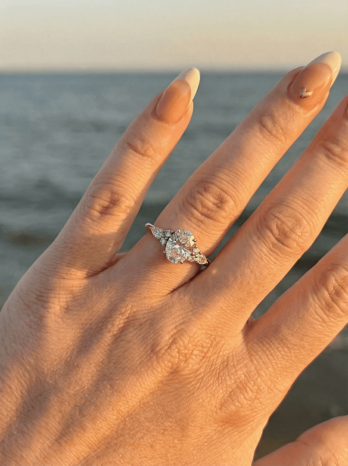 Oval Lab-Grown Diamond Pear Cluster Accent Ring