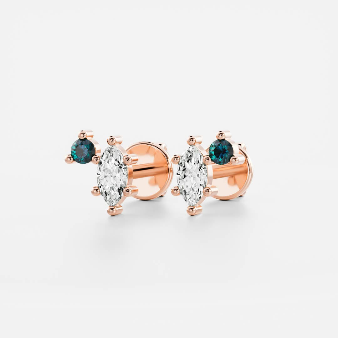The Iris Marquise & Blue Topaz Lab-Grown Diamond Studs