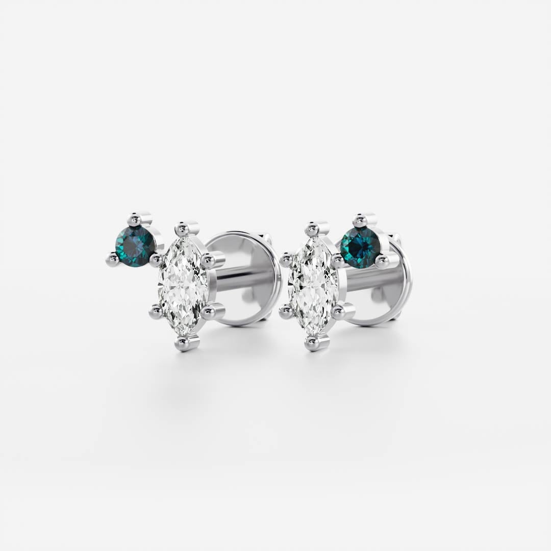 The Iris Marquise & Blue Topaz Lab-Grown Diamond Studs