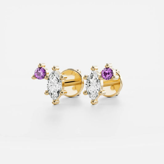 The Lyra Marquise & Amethyst Lab-Grown Diamond Studs