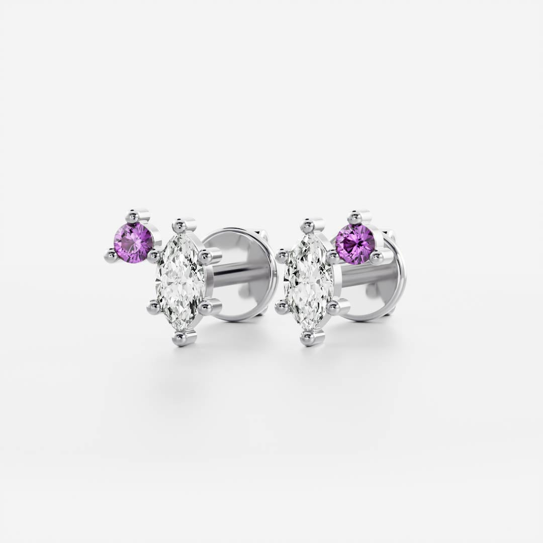 The Lyra Marquise & Amethyst Lab-Grown Diamond Studs