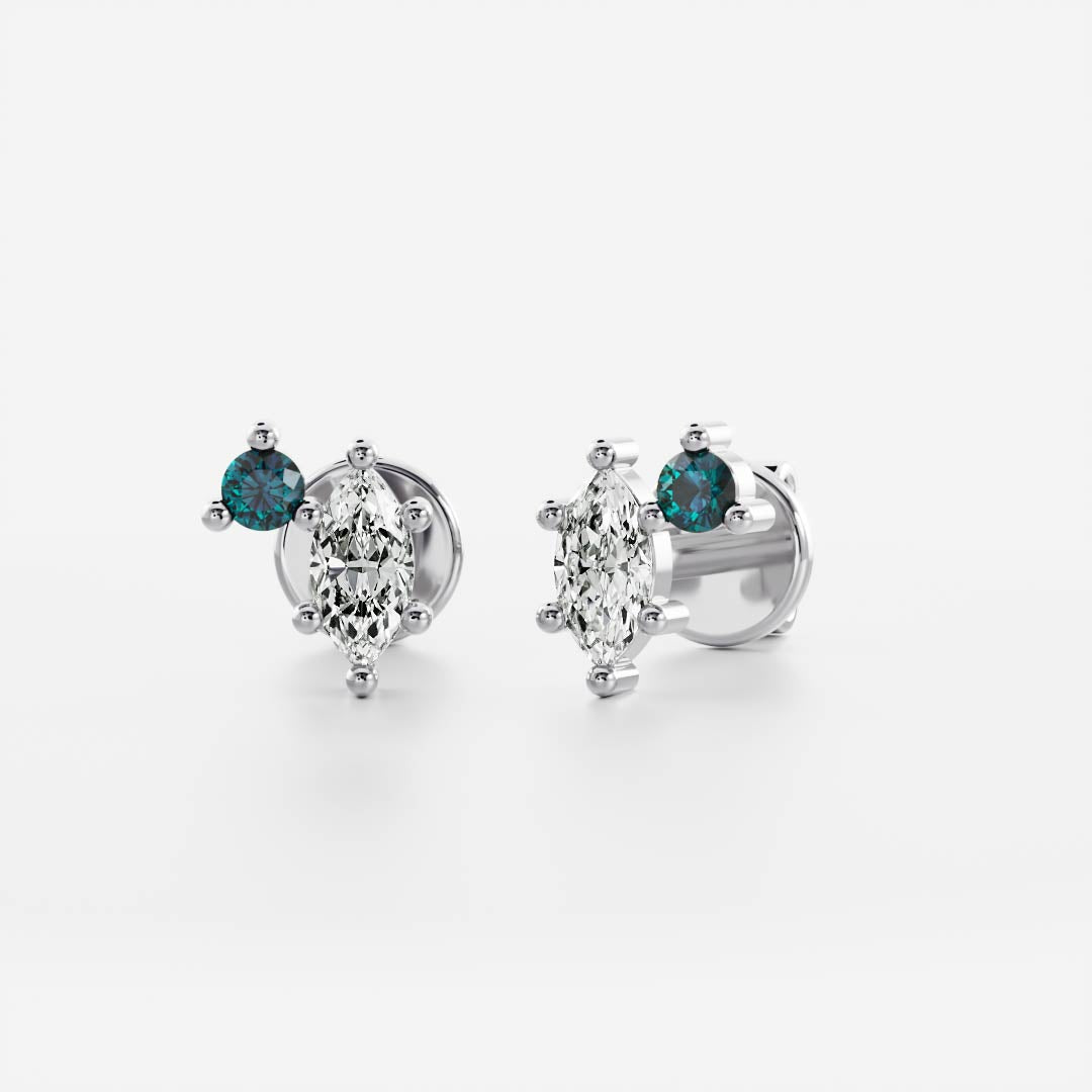 The Iris Marquise & Blue Topaz Lab-Grown Diamond Studs
