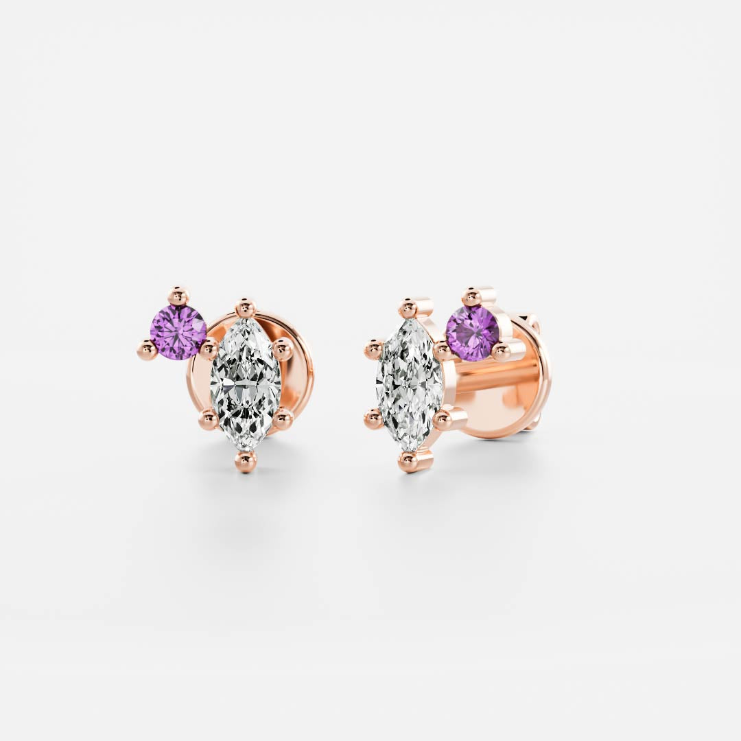 The Lyra Marquise & Amethyst Lab-Grown Diamond Studs