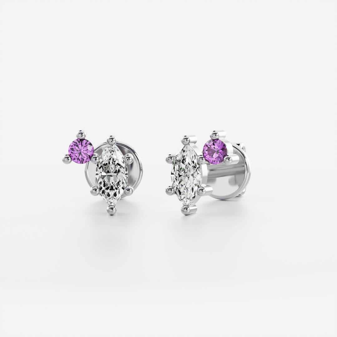The Lyra Marquise & Amethyst Lab-Grown Diamond Studs