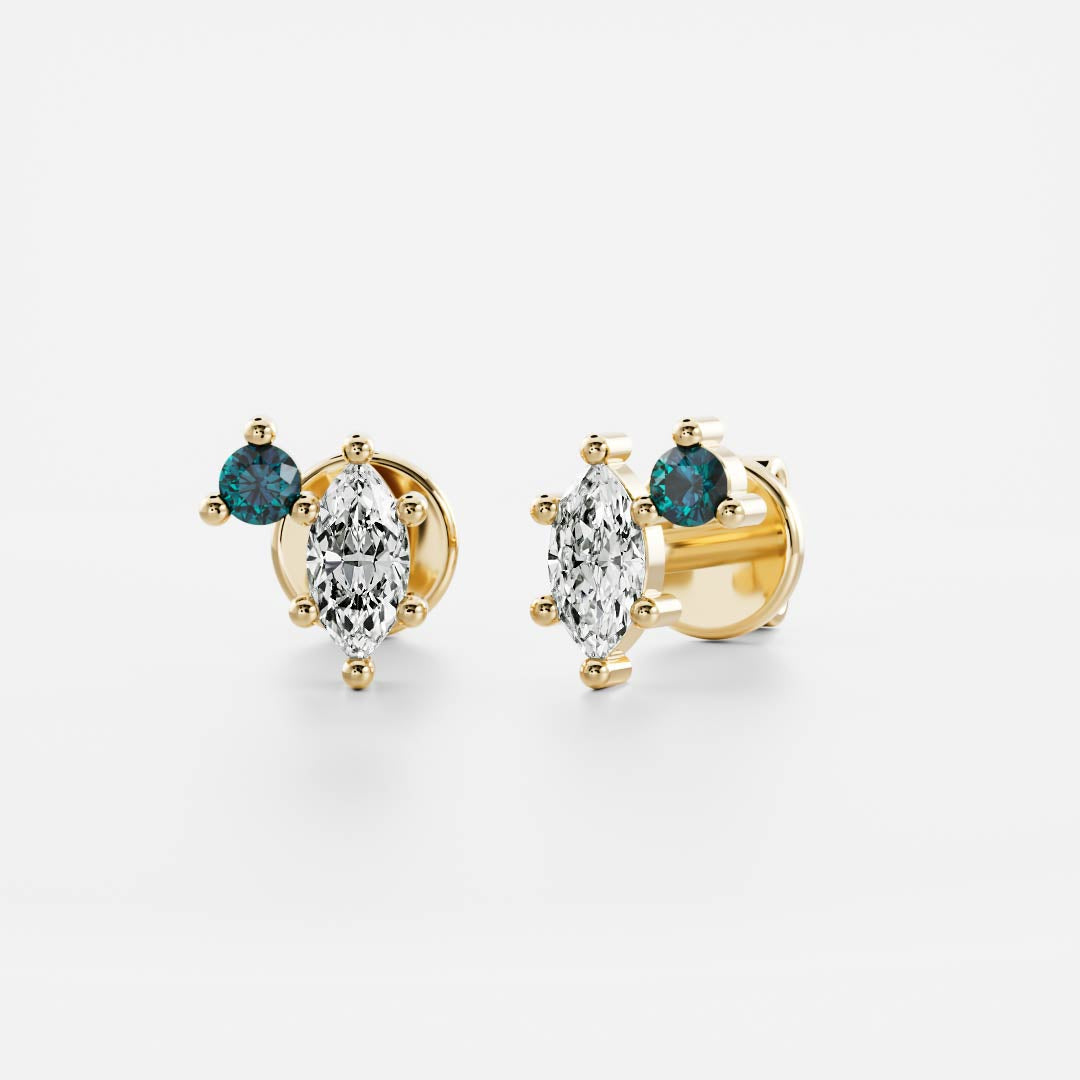 The Iris Marquise & Blue Topaz Lab-Grown Diamond Studs