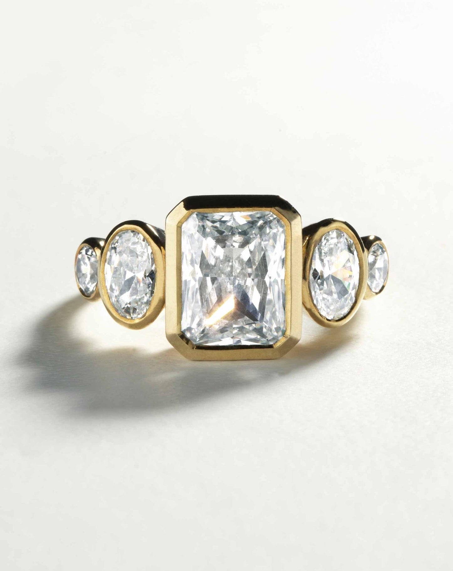 Radiant Lab-Grown Diamond Five Stone Bezel Ring