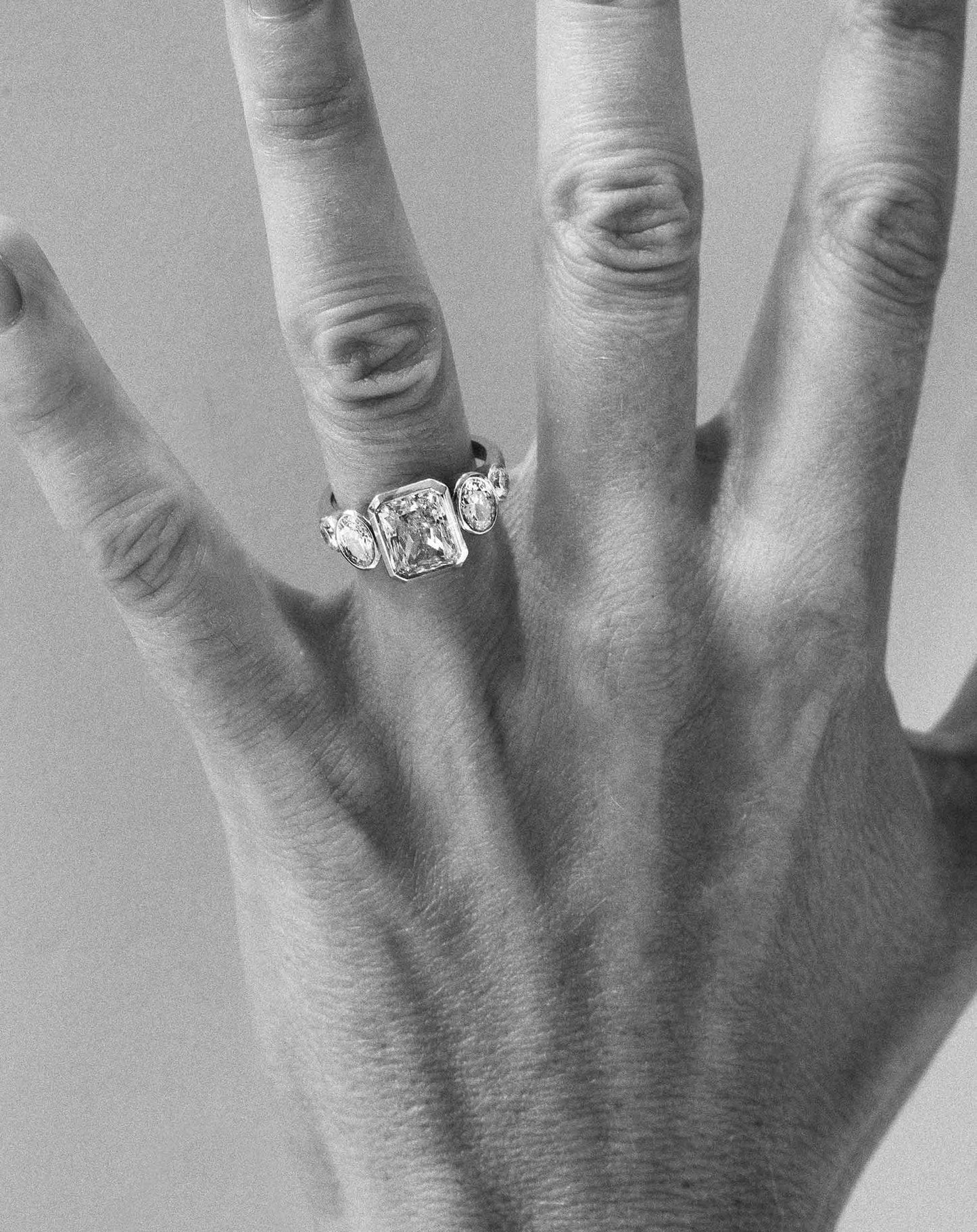 Radiant Lab-Grown Diamond Five Stone Bezel Ring