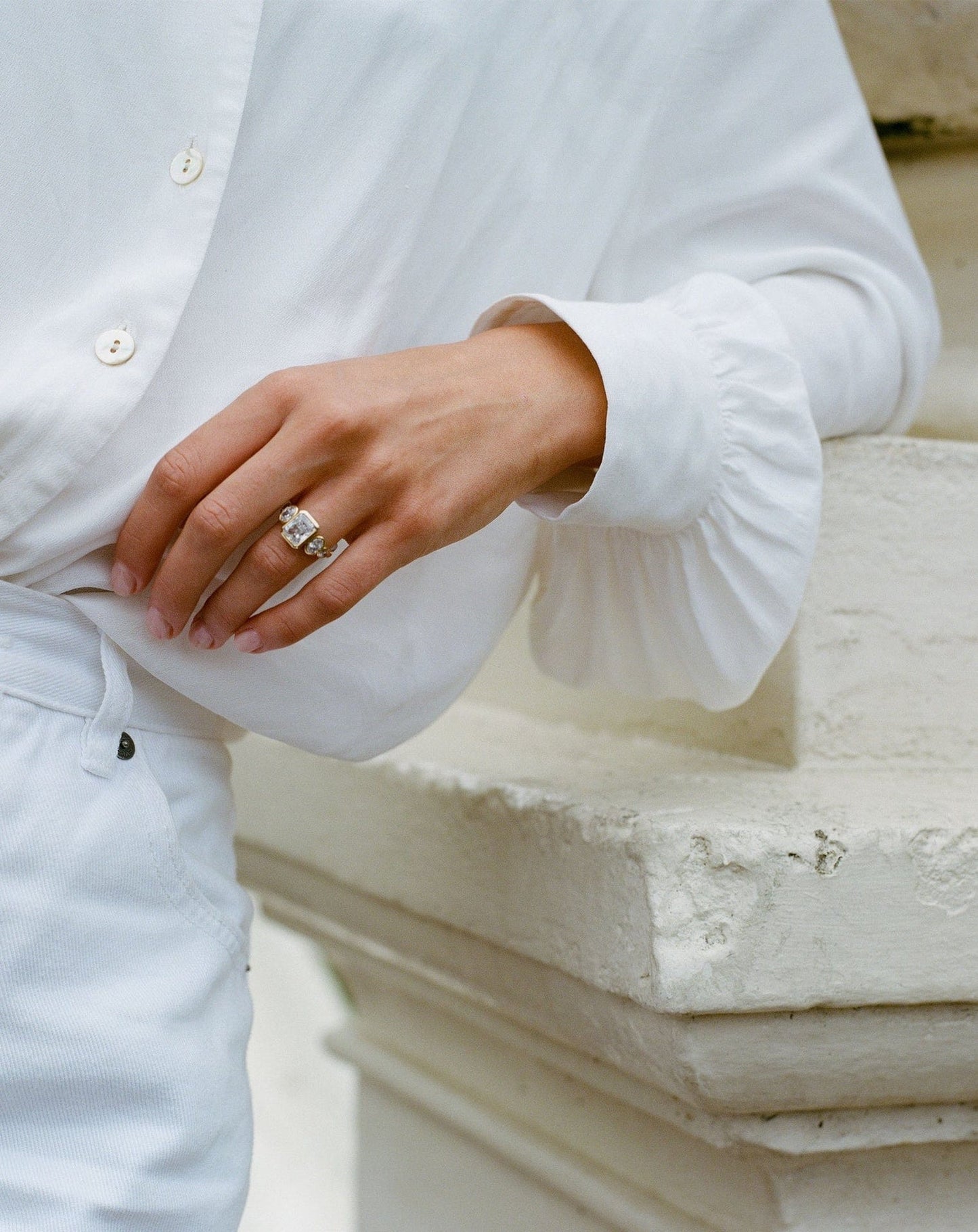Radiant Lab-Grown Diamond Five Stone Bezel Ring