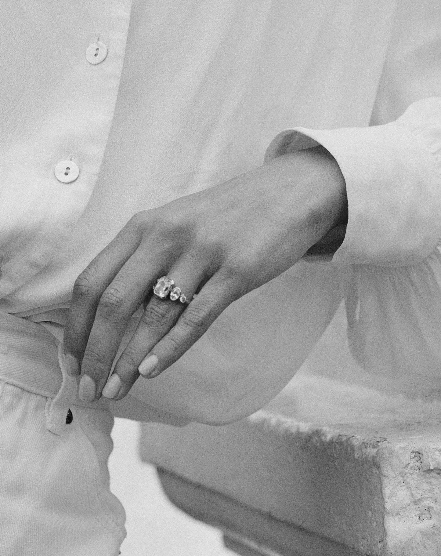 Radiant Lab-Grown Diamond Five Stone Bezel Ring