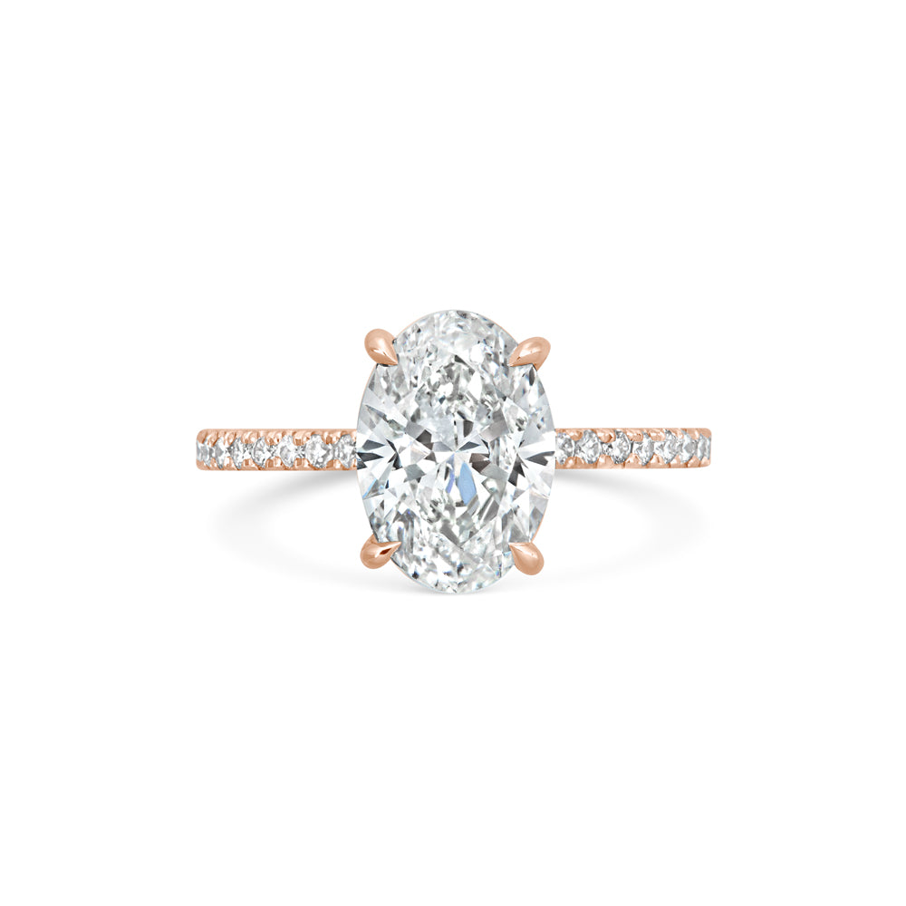 Oval Lab Grown Diamond Engagement Ring with Micro-Pavé Band – Four Prong Setting | NYX Jewel