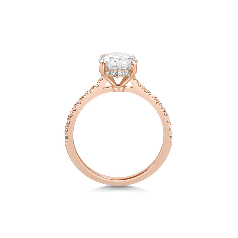 Oval Lab Grown Diamond Engagement Ring with Micro-Pavé Band – Four Prong Setting | NYX Jewel