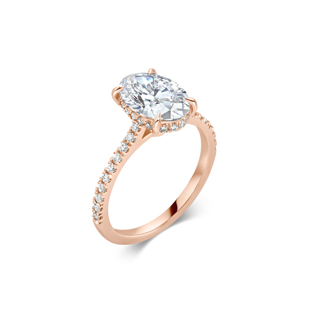 Oval Lab Grown Diamond Engagement Ring with Micro-Pavé Band – Four Prong Setting | NYX Jewel