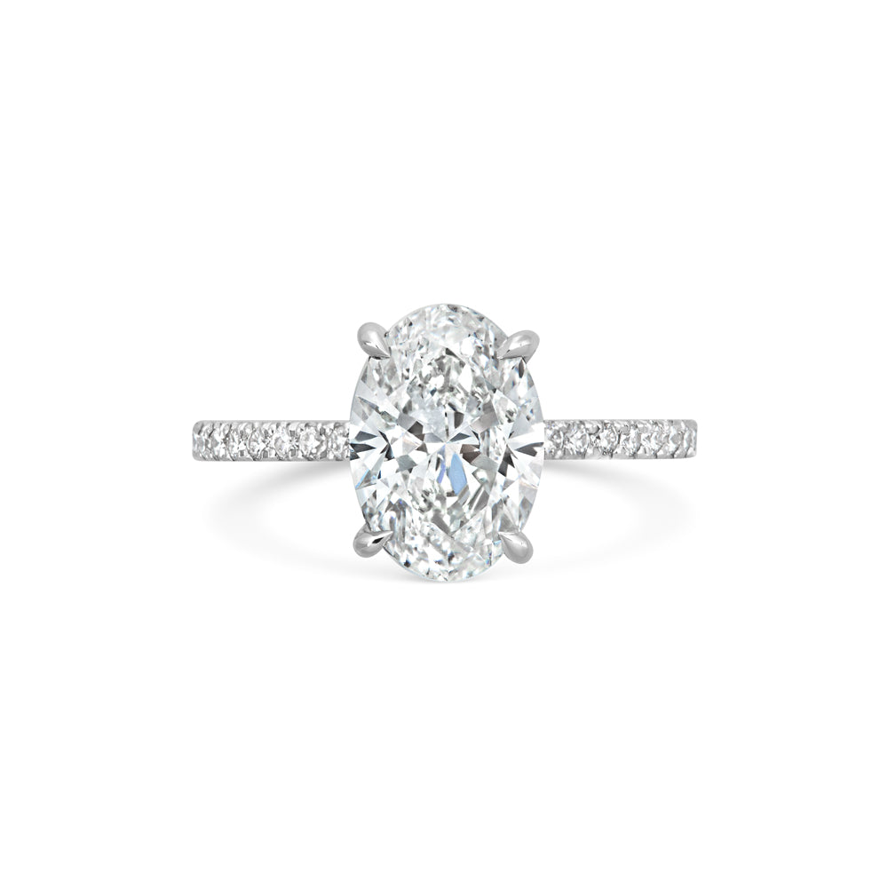 Oval Lab Grown Diamond Engagement Ring with Micro-Pavé Band – Four Prong Setting | NYX Jewel