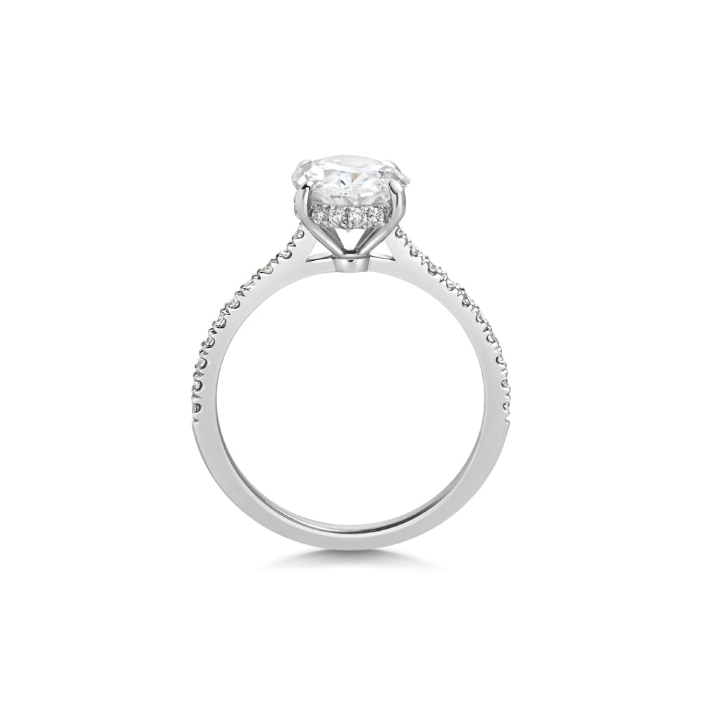 Oval Lab Grown Diamond Engagement Ring with Micro-Pavé Band – Four Prong Setting | NYX Jewel