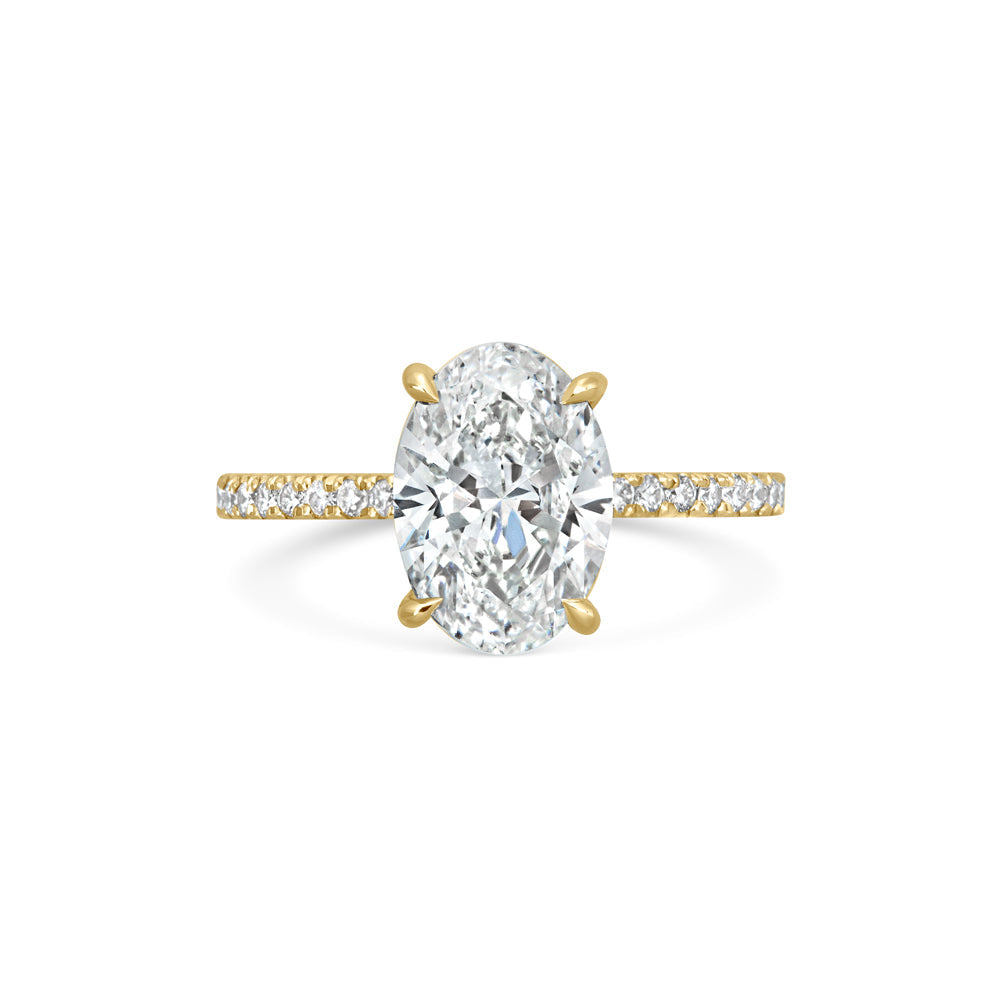 Oval Lab Grown Diamond Engagement Ring with Micro-Pavé Band – Four Prong Setting | NYX Jewel