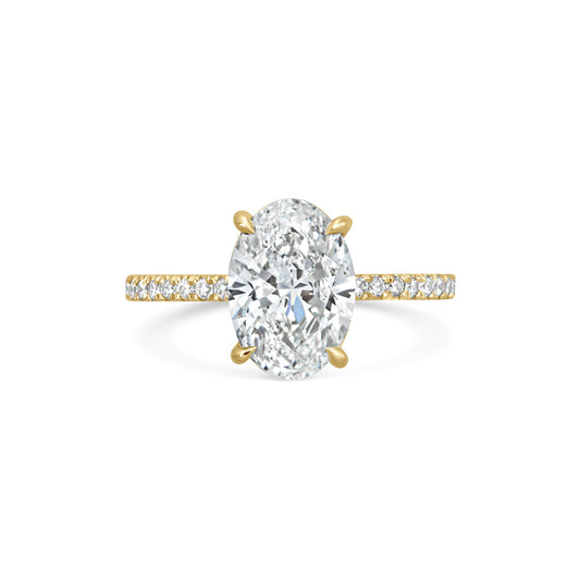 Oval Lab Grown Diamond Engagement Ring with Micro-Pavé Band – Four Prong Setting | NYX Jewel