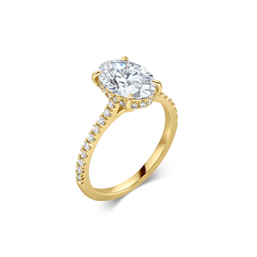 Oval Lab Grown Diamond Engagement Ring with Micro-Pavé Band – Four Prong Setting | NYX Jewel