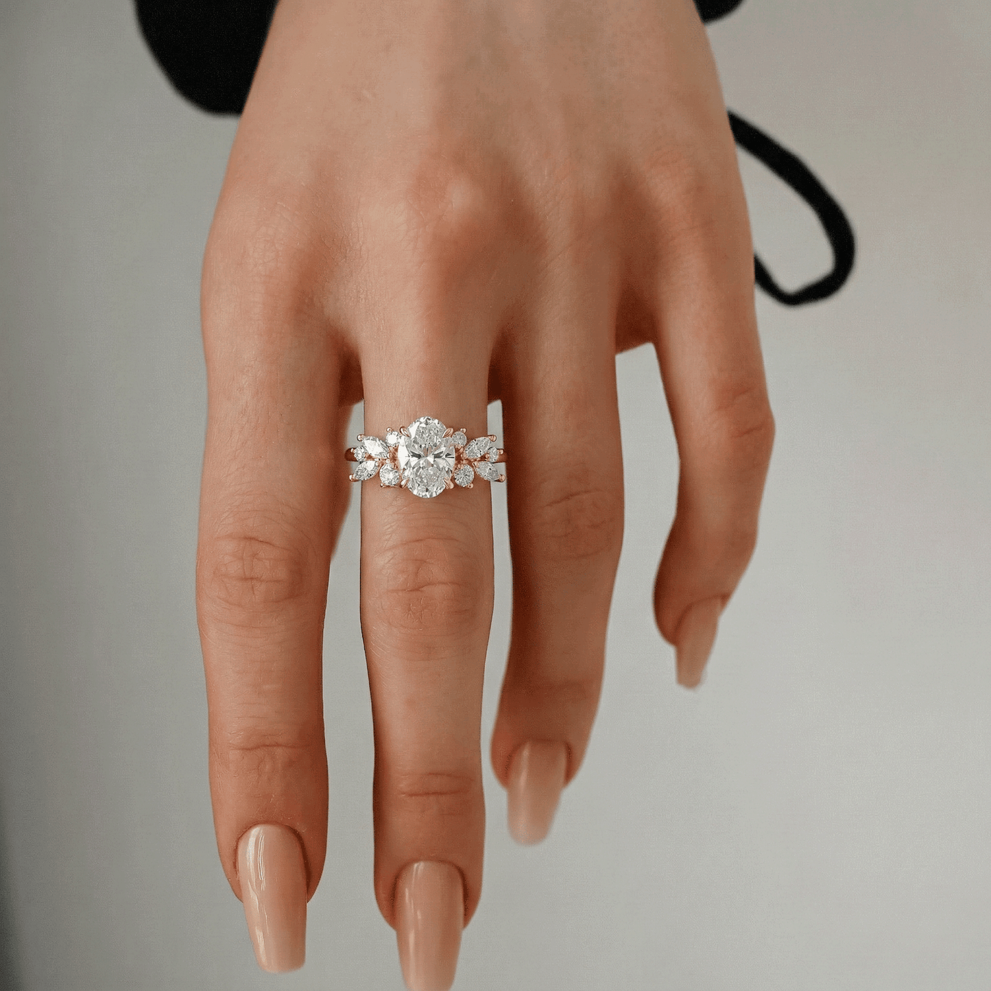 Oval Lab-Grown Diamond Floral Cluster Ring