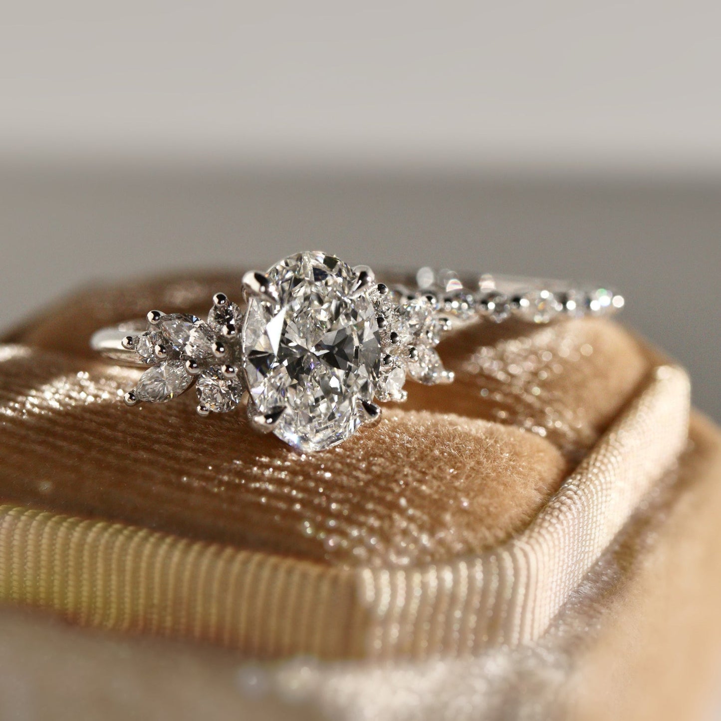 Oval Lab-Grown Diamond Floral Cluster Ring
