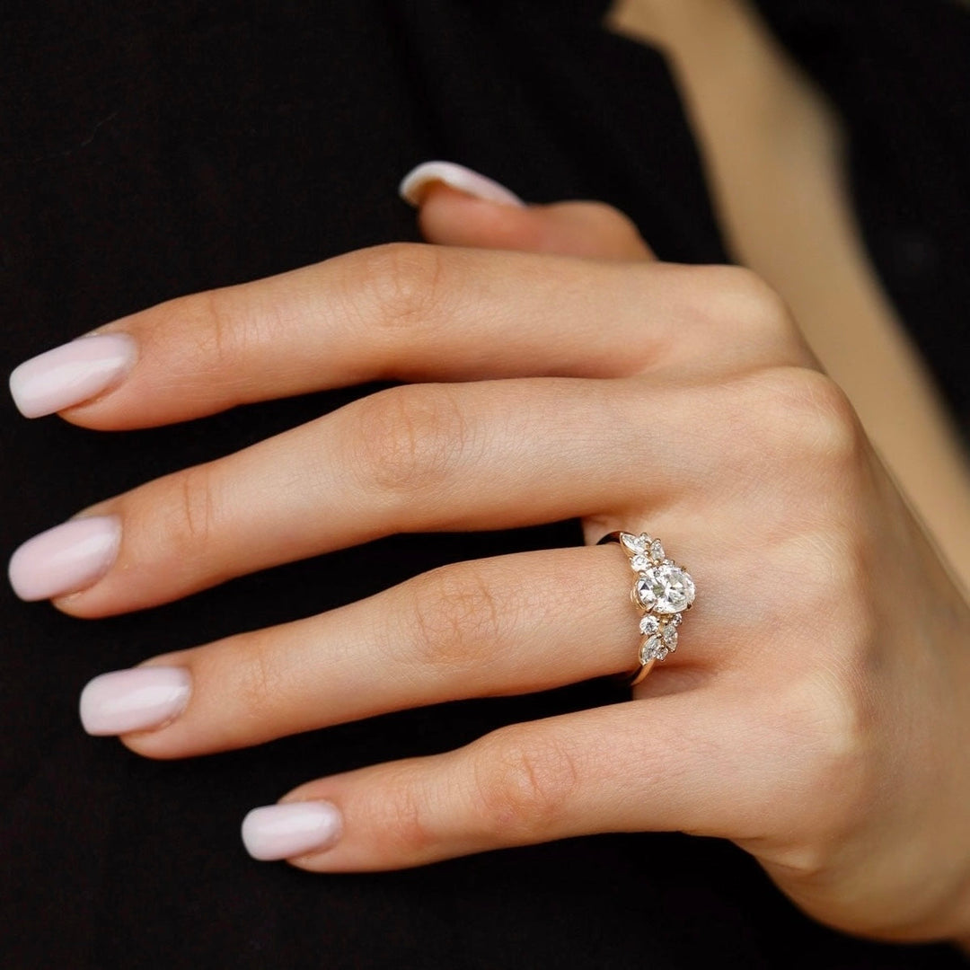 Oval Lab-Grown Diamond Floral Cluster Ring
