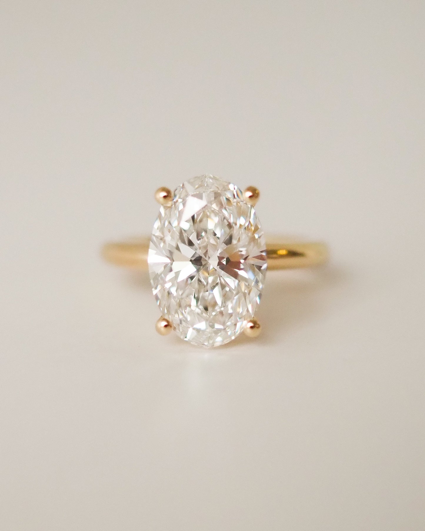 Oval Lab Diamond Solitaire Ring with Plain Band