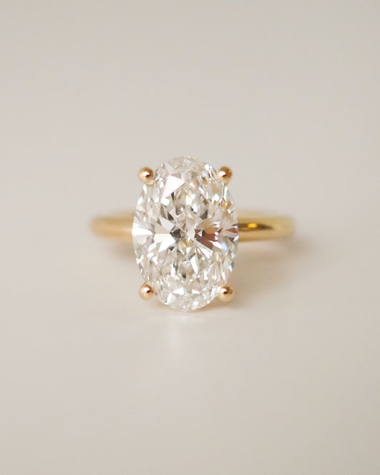 Oval Lab Diamond Solitaire Ring with Plain Band