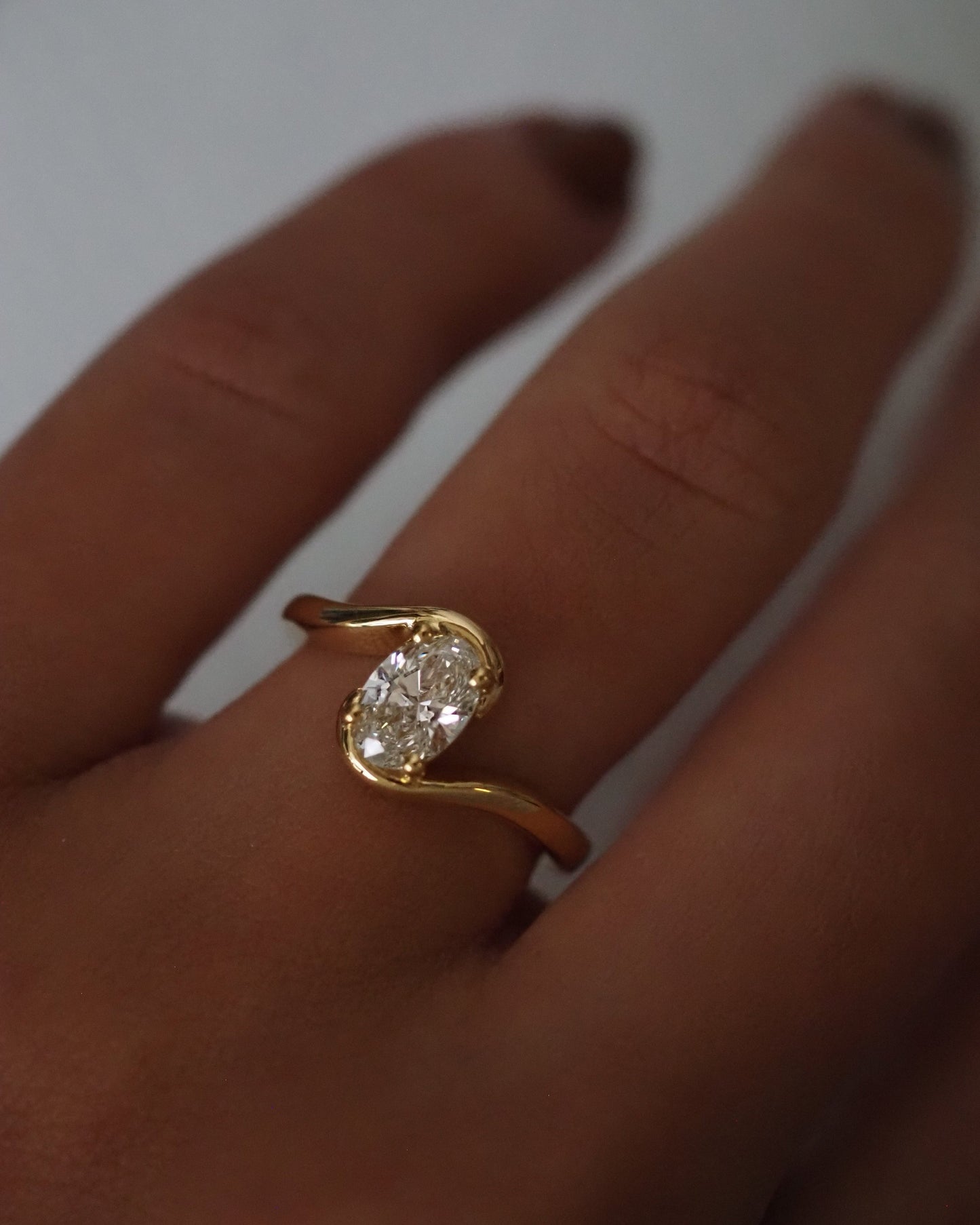 Oval Lab Diamond Solitaire Ring with Swirl Band