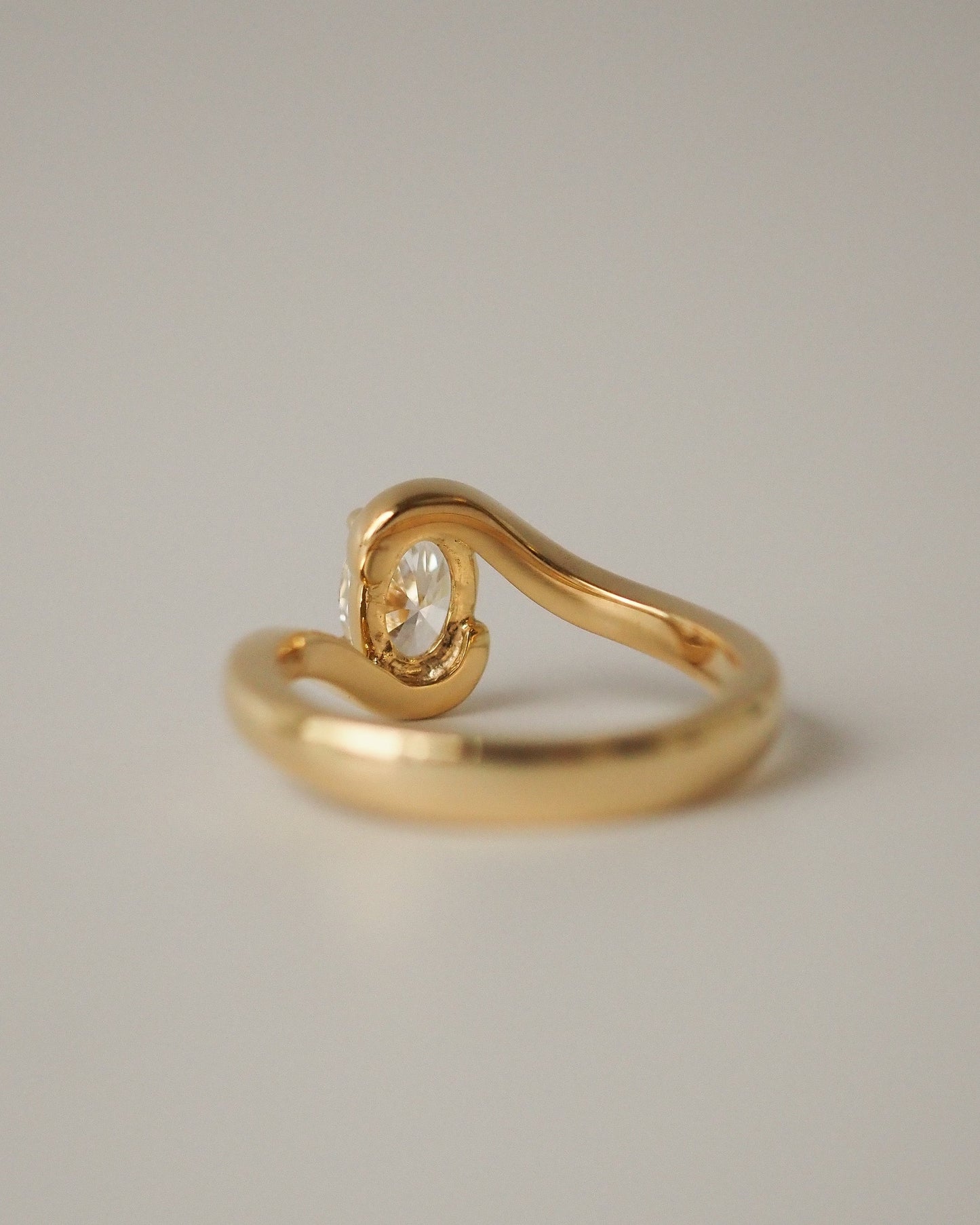 Oval Lab Diamond Solitaire Ring with Swirl Band