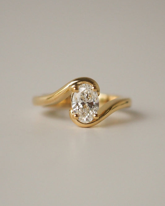 Oval Lab Diamond Solitaire Ring with Swirl Band
