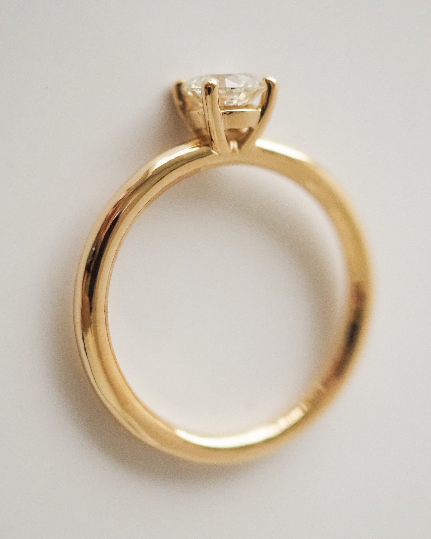 Title: Round Lab Diamond Solitaire Ring with Plain Band