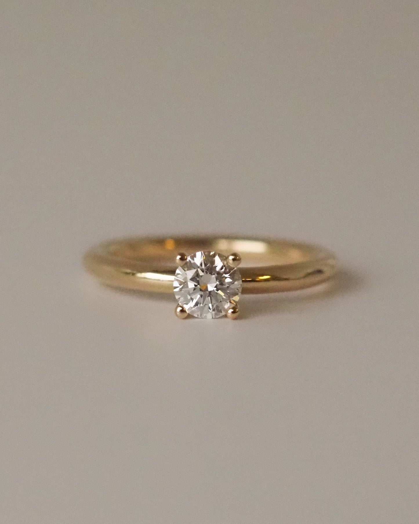 Title: Round Lab Diamond Solitaire Ring with Plain Band