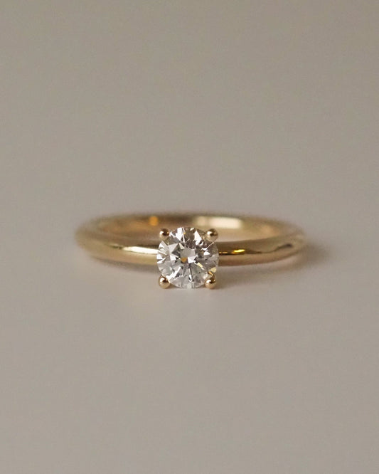 Round Lab Diamond Solitaire Ring with Plain Band